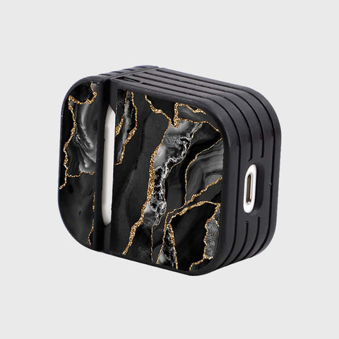 Apple Airpods 1 / 2 Cover - Black Marble Series - Silicon Airpods Case