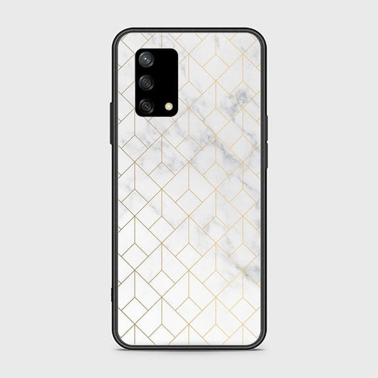 Oppo A74 Cover - White Marble Series 2 - HQ Ultra Shine Premium Infinity Glass Soft Silicon Borders Case