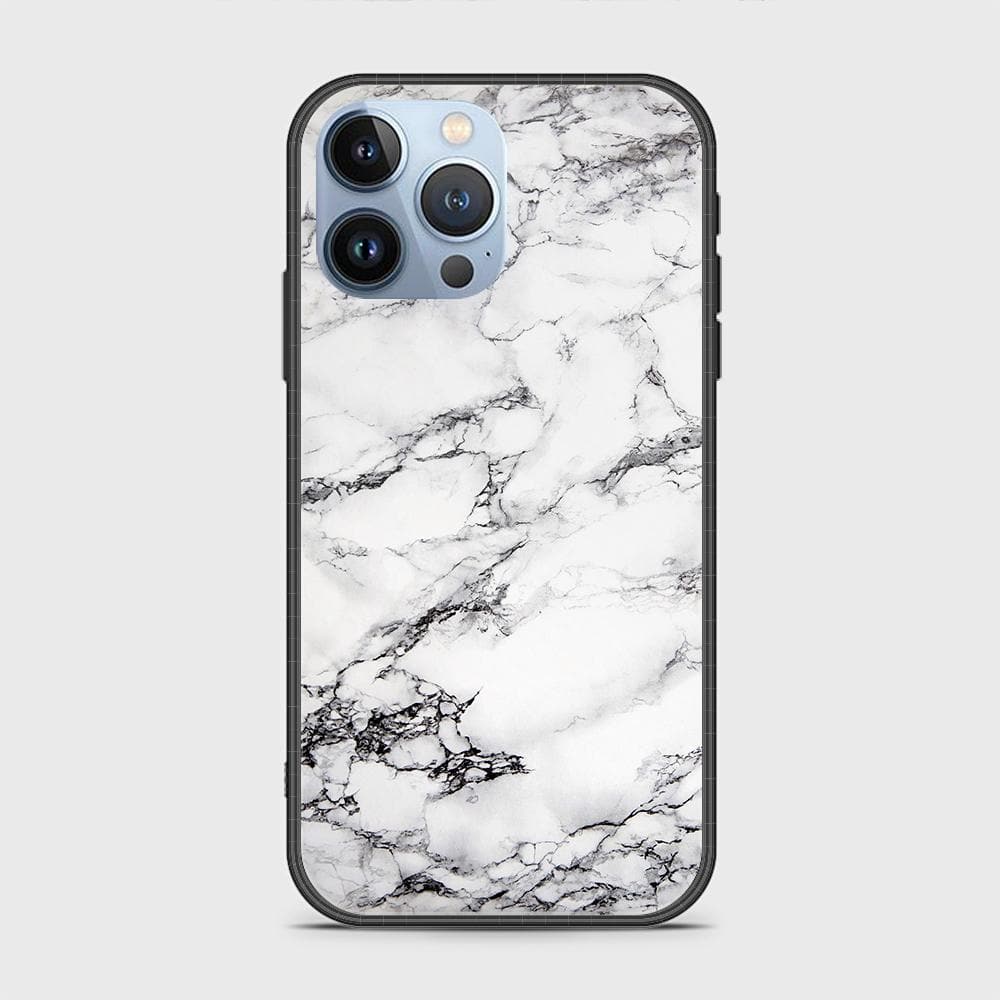 iPhone 13 Pro Cover - White Marble Series - HQ Ultra Shine Premium Infinity Glass Soft Silicon Borders Case