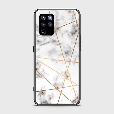 Oppo A94 Cover - White Marble Series 2 - HQ Ultra Shine Premium Infinity Glass Soft Silicon Borders Case