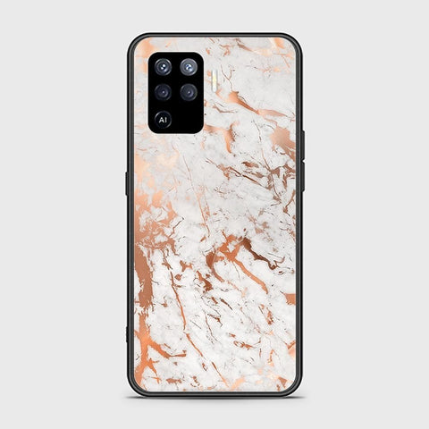 Oppo A94 Cover - White Marble Series 2 - HQ Ultra Shine Premium Infinity Glass Soft Silicon Borders Case