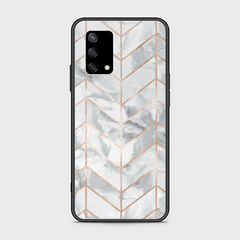 Oppo A74 Cover - White Marble Series 2 - HQ Ultra Shine Premium Infinity Glass Soft Silicon Borders Case