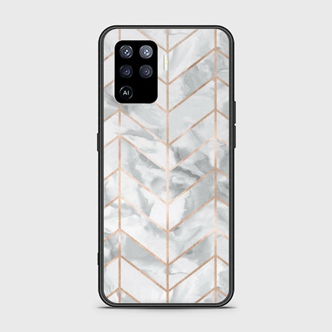 Oppo A94 Cover - White Marble Series 2 - HQ Ultra Shine Premium Infinity Glass Soft Silicon Borders Case