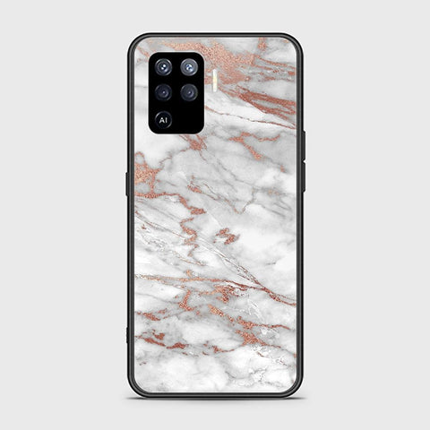 Oppo A94 Cover - White Marble Series 2 - HQ Ultra Shine Premium Infinity Glass Soft Silicon Borders Case