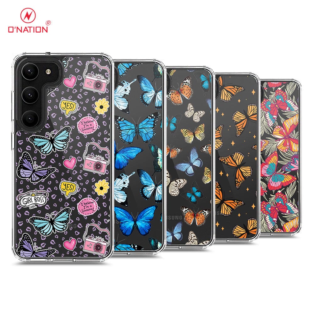 Samsung Galaxy S23 Plus 5G Cover - O'Nation Butterfly Dreams Series - 9 Designs - Clear Phone Case - Soft Silicon Borders