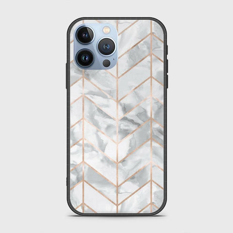 iPhone 13 Pro Cover - White Marble Series 2 - HQ Ultra Shine Premium Infinity Glass Soft Silicon Borders Case