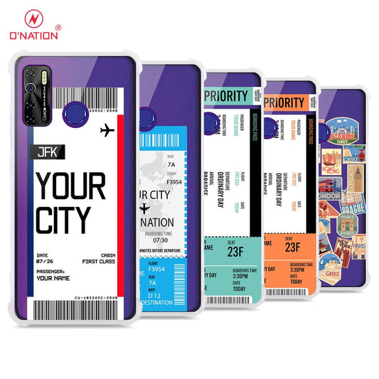 Tecno Camon 15 Cover - Personalised Boarding Pass Ticket Series - 5 Designs - Clear Phone Case - Soft Silicon Borders