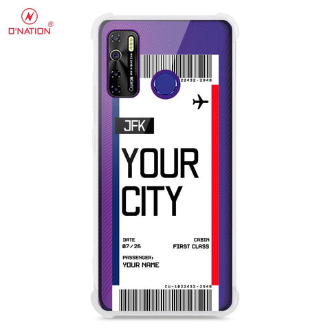 Tecno Camon 15 Cover - Personalised Boarding Pass Ticket Series - 5 Designs - Clear Phone Case - Soft Silicon Borders