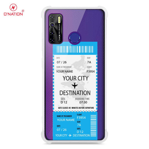 Tecno Camon 15 Cover - Personalised Boarding Pass Ticket Series - 5 Designs - Clear Phone Case - Soft Silicon Borders