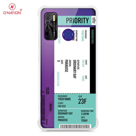 Tecno Camon 15 Cover - Personalised Boarding Pass Ticket Series - 5 Designs - Clear Phone Case - Soft Silicon Borders