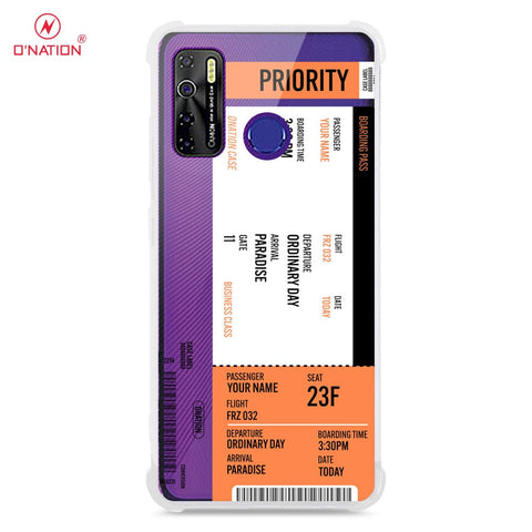 Tecno Camon 15 Cover - Personalised Boarding Pass Ticket Series - 5 Designs - Clear Phone Case - Soft Silicon Borders