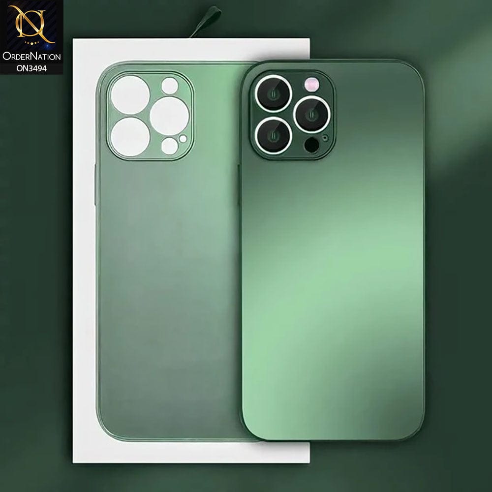 iPhone 13 Pro Max Cover - Cangling Green - AG Frosted Glass Soft Silicone Border Case With Camera Lense Protection