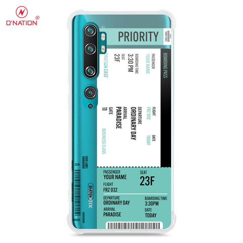 Xiaomi Mi CC9 Pro Cover - Personalised Boarding Pass Ticket Series - 5 Designs - Clear Phone Case - Soft Silicon Borders