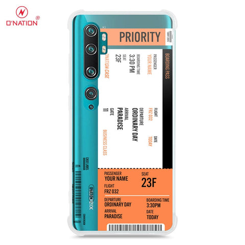 Xiaomi Mi CC9 Pro Cover - Personalised Boarding Pass Ticket Series - 5 Designs - Clear Phone Case - Soft Silicon Borders