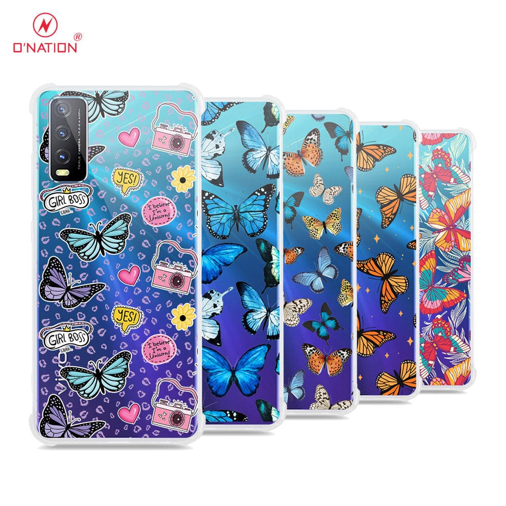 Vivo Y20T Cover - O'Nation Butterfly Dreams Series - 9 Designs - Clear Phone Case - Soft Silicon Borders