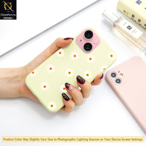 iPhone 15 Cover - ONation Daisy Series - HQ Liquid Silicone Elegant Colors Camera Protection Soft Case