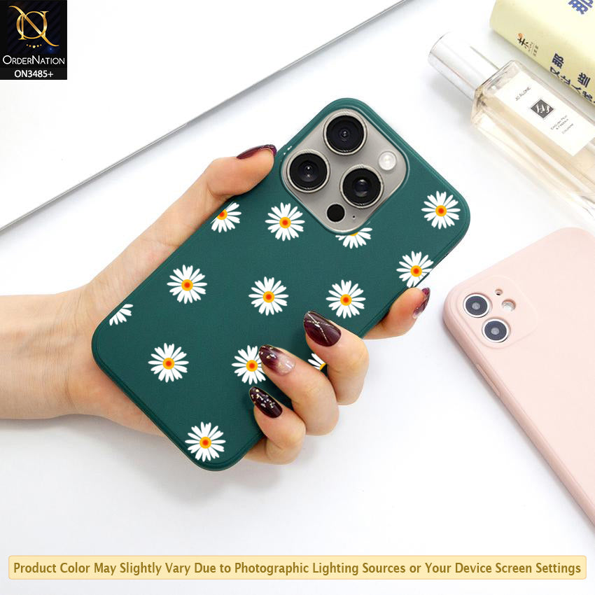 iPhone 15 Pro Max Cover - ONation Daisy Series - HQ Liquid Silicone Elegant Colors Camera Protection Soft Case