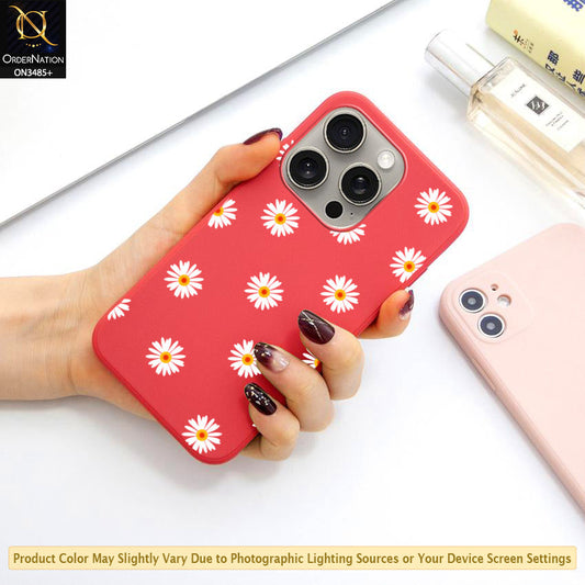 iPhone 15 Pro Cover - ONation Daisy Series - HQ Liquid Silicone Elegant Colors Camera Protection Soft Case