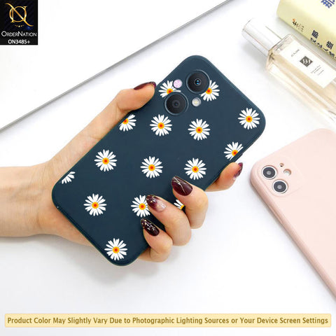 Oppo A96 5G Cover - ONation Daisy Series - HQ Liquid Silicone Elegant Colors Camera Protection Soft Case