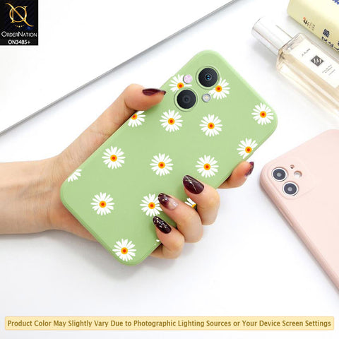Oppo A96 5G Cover - ONation Daisy Series - HQ Liquid Silicone Elegant Colors Camera Protection Soft Case