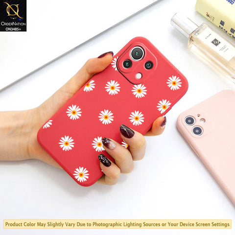 Xiaomi Mi 11 Lite Cover - ONation Daisy Series - HQ Liquid Silicone Elegant Colors Camera Protection Soft Case