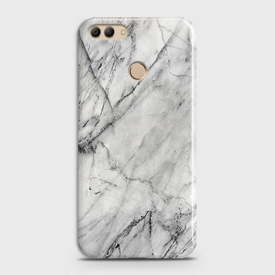 Huawei Y9 2018 Cover - Matte Finish - Trendy White Floor Marble Printed Hard Case with Life Time Colors Guarantee - D2