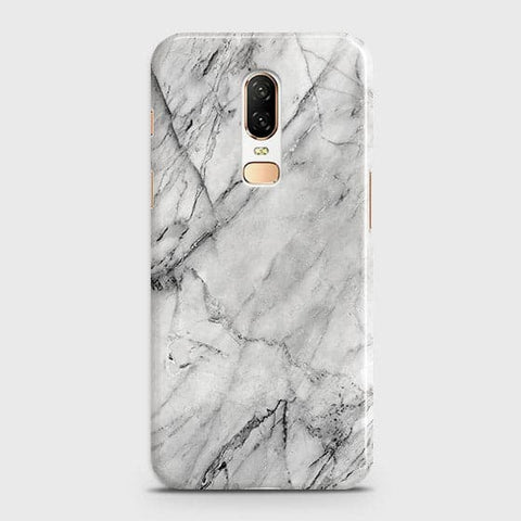 OnePlus 6 Cover - Matte Finish - Trendy White Floor Marble Printed Hard Case with Life Time Colors Guarantee - D2