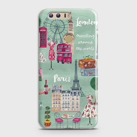 Huawei Honor 8 Cover - Matte Finish - London, Paris, New York Modern Printed Hard Case Life Time Colors Guarantee