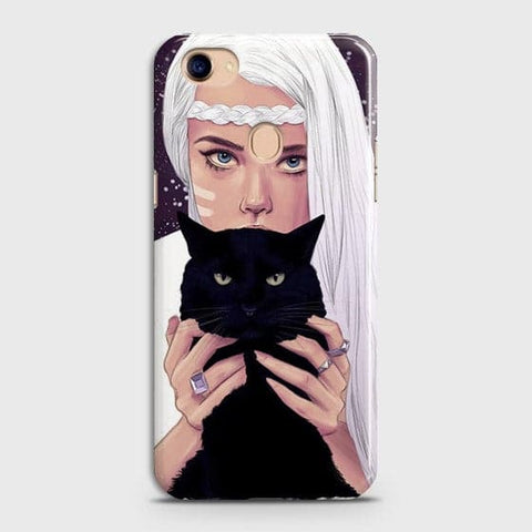Oppo F7 - Trendy Wild Black Cat Printed Hard Case With Life Time Colors Guarantee