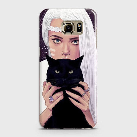 Samsung Galaxy S6 Edge Cover - Trendy Wild Black Cat Printed Hard Case With Life Time Colors Guarantee
