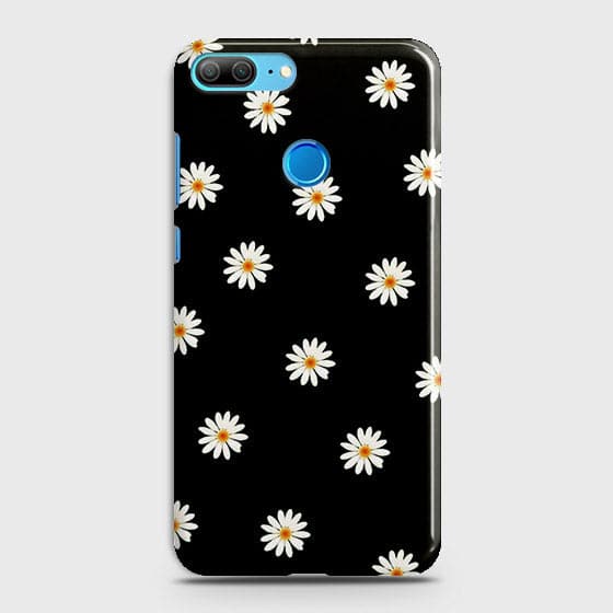 Huawei Honor 9 Lite Cover - Matte Finish - White Bloom Flowers with Black Background Printed Hard Case With Life Time Colors Guarantee