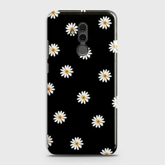 Huawei Mate 20 Lite Cover - Matte Finish - White Bloom Flowers with Black Background Printed Hard Case With Life Time Colors Guarantee