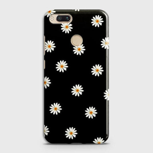 Xiaomi Mi A1 Cover - Matte Finish - White Bloom Flowers with Black Background Printed Hard Case With Life Time Colors Guarantee