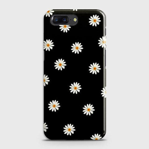 OnePlus 5 Cover - Matte Finish - White Bloom Flowers with Black Background Printed Hard Case With Life Time Colors Guarantee