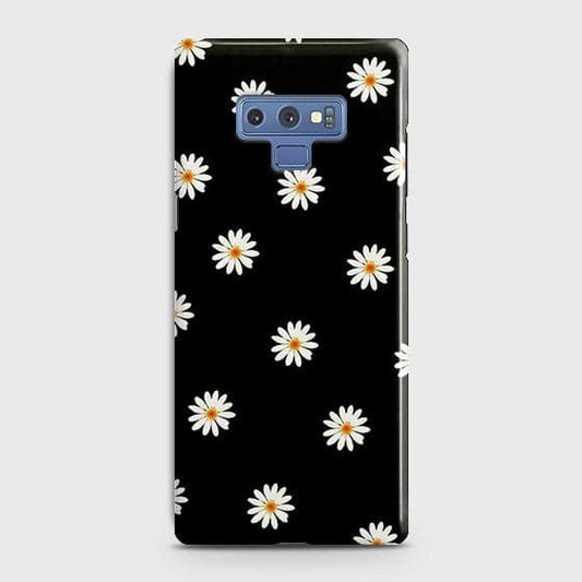 Samsung Galaxy Note 9 Cover  - White Bloom Flowers with Black Background Printed Hard Case With Life Time Colors Guarantee With Life Time Colors Guarantee B75