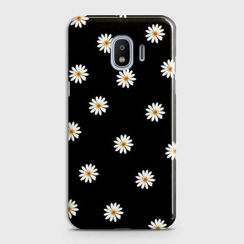 Samsung Galaxy J4 Cover - Matte Finish - White Bloom Flowers with Black Background Printed Hard Case With Life Time Colors Guarantee