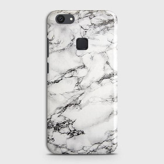 Vivo V7 Plus Cover - Matte Finish - Trendy Mysterious White Marble Printed Hard Case with Life Time Colors Guarantee