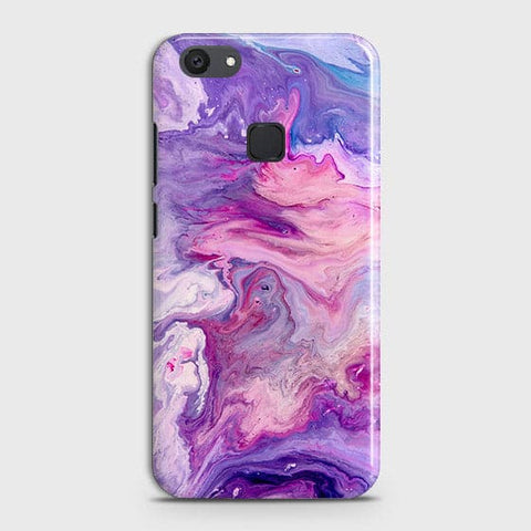 Vivo V7 Plus Cover - Chic Blue Liquid Marble Printed Hard Case with Life Time Colour Guarantee