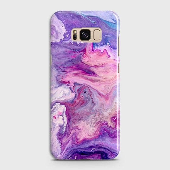 Samsung Galaxy S8 Cover - Chic Blue Liquid Marble Printed Hard Case with Life Time Colour Guarantee ( Fast Delivery )