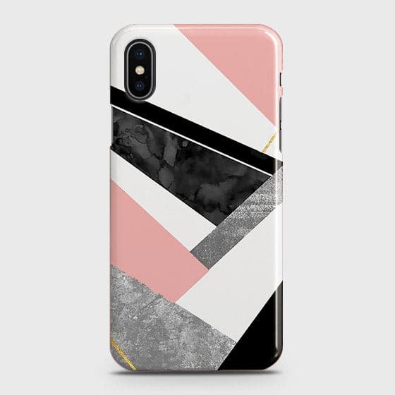 iPhone XS Max Cover - Geometric Luxe Marble Trendy Printed Hard Case With Life Time Colour Guarante