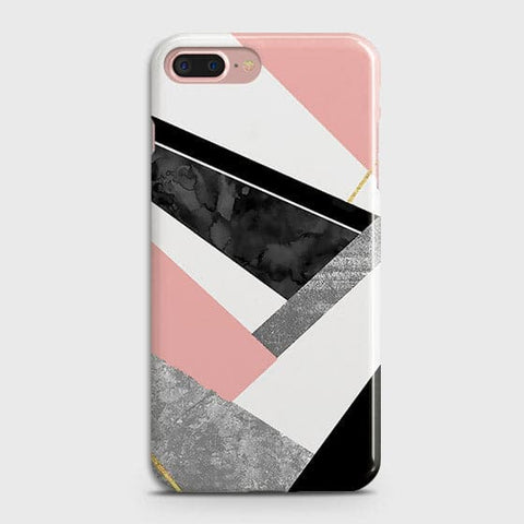 iPhone 7 Plus & iPhone 8 Plus Cover - Geometric Luxe Marble Trendy Printed Hard Case With Life Time Colour Guarantee