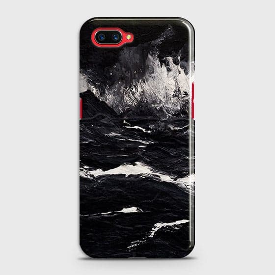 Oppo A5 Cover - Matte Finish - Black Ocean Marble Trendy Printed Hard Case With Life Time Colour Guarantee