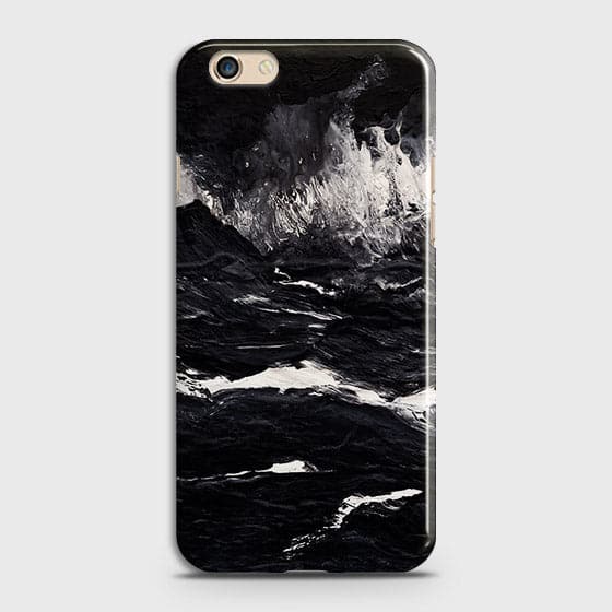 Oppo F3 Cover - Matte Finish - Black Ocean Marble Trendy Printed Hard Case With Life Time Colour Guarantee