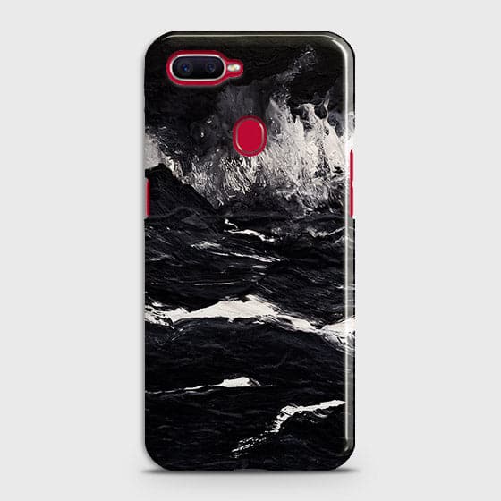 Oppo F9 Pro Cover - Matte Finish - Black Ocean Marble Trendy Printed Hard Case With Life Time Colour Guarantee