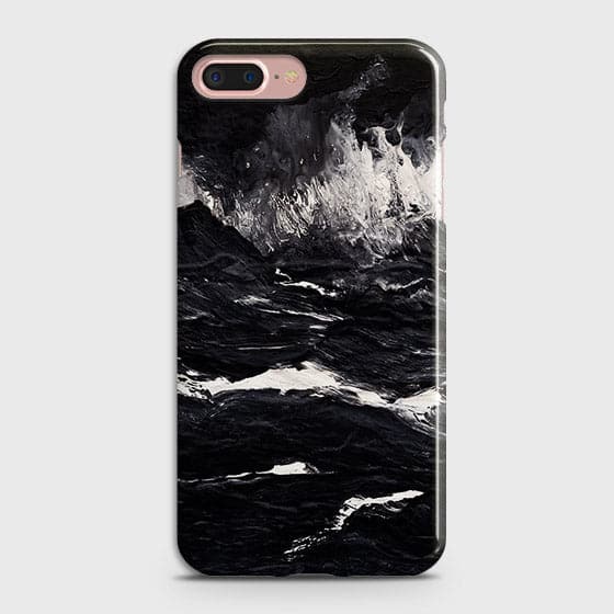 iPhone 7 Plus & iPhone 8 Plus Cover - Matte Finish - Black Ocean Marble Trendy Printed Hard Case With Life Time Colour Guarantee