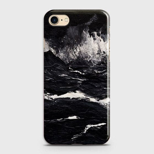 iPhone 7 & iPhone 8 Cover - Matte Finish - Black Ocean Marble Trendy Printed Hard Case With Life Time Colour Guarantee