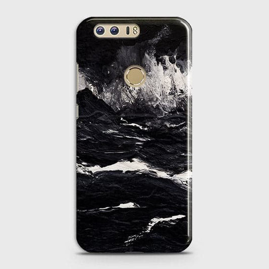 Huawei Honor 8 Cover - Matte Finish - Black Ocean Marble Trendy Printed Hard Case With Life Time Colour Guarantee