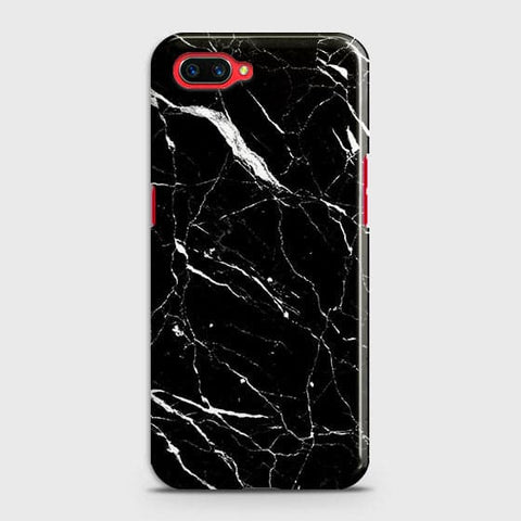 Oppo A5 Cover - Matte Finish - Trendy Black Marble Printed Hard Case With Life Time Guarantee