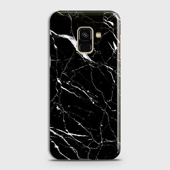 Samsung A6 2018 Cover - Matte Finish - Trendy Black Marble Printed Hard Case With Life Time Guarantee