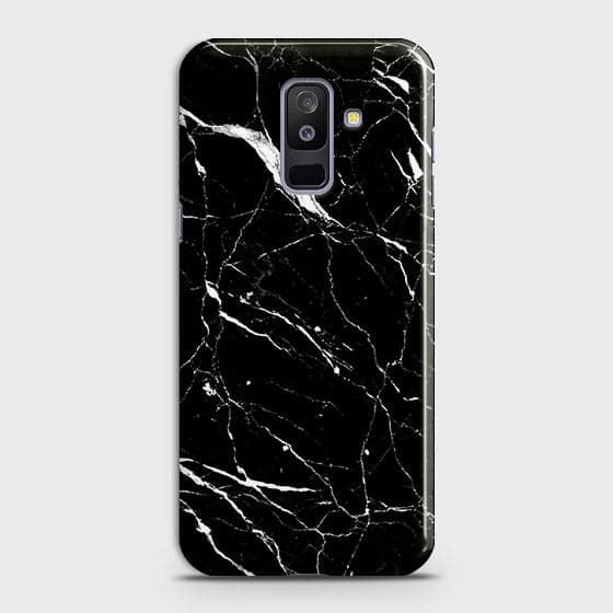 Samsung A6 Plus 2018 Cover - Matte Finish - Trendy Black Marble Printed Hard Case With Life Time Guarantee ( Fast Delivery )